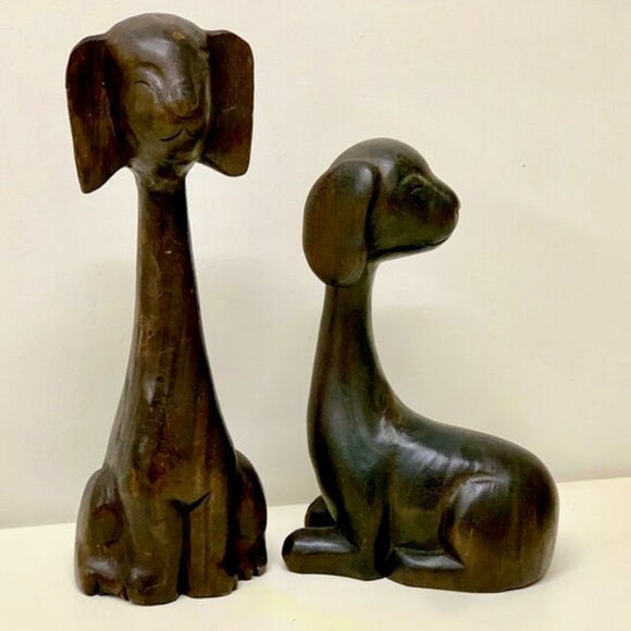 Set of 2 Vintage Pre WWII Japanese Hand Carved Stained Hardwood Animal Figurines - Picture 9 of 11